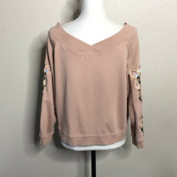Rebecca Minkoff Macey Pink Off Shoulder Sweatshirt - Picture 3 of 7